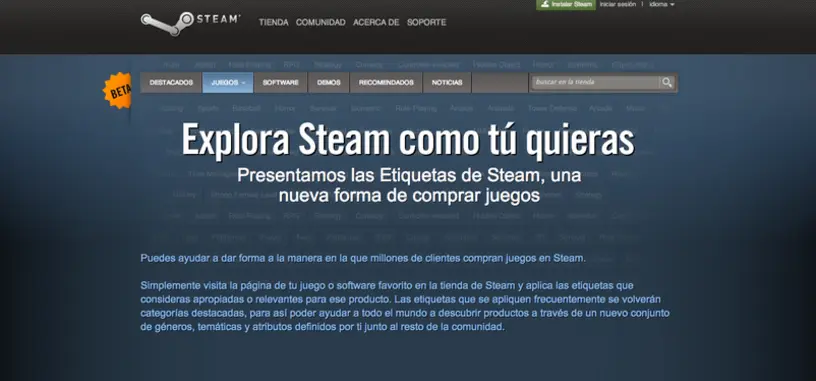 Steam añade un nuevo sistema de etiquetas para buscar juegos que nos puedan interesar