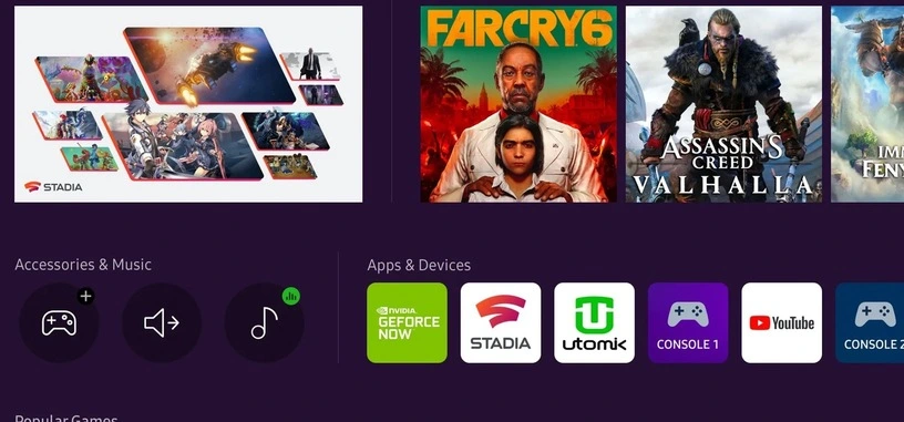 Samsung añadirá un centro de juegos a sus TV con acceso a Stadia y GeForce Now