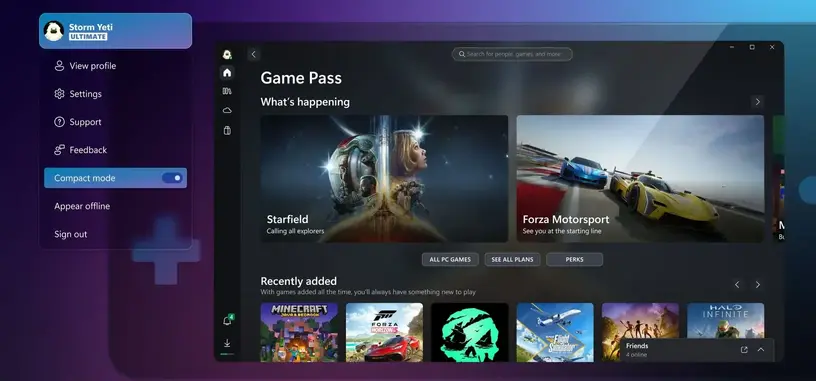 Microsoft añade un modo compacto de la aplicación Xbox para los PC tipo Steam Deck
