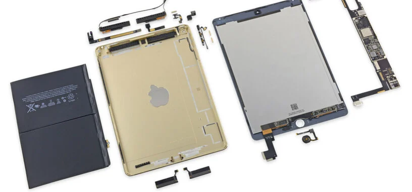 El desmontaje de un iPad Air 2 muestra que incluye una batería de 7340 mAh, 2GB de RAM, NFC