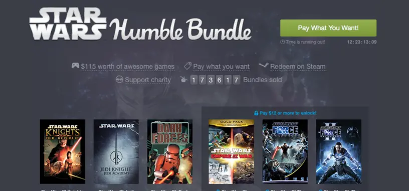 'Star Wars Humble Bundle' ya ha recaudado 2 M$, paga lo que quieras por 9 juegos
