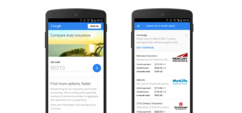 Google ahora vende seguros de coche en EE. UU. a través de un comparador