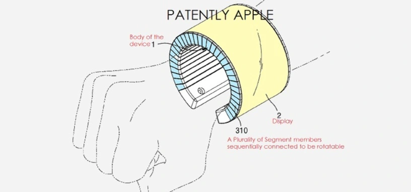 Una patente de Samsung muestra un teléfono flexible que se convierte en brazalete