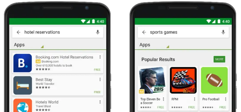 Llegan las aplicaciones promocionadas a las búsquedas en Google Play