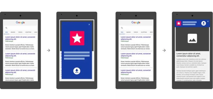 Google promueve la instalación de aplicaciones mediante un banner en móviles