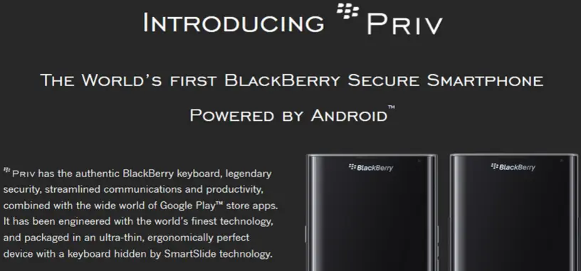 La web de BlackBerry PRIV te avisará cuando el teléfono esté disponible