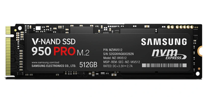 Samsung pone a la venta el SSD 950 Pro, un modelo M.2 PCIe con hasta 2.500 MB/s de lectura