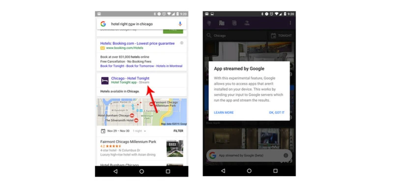 Google Search para Android permite usar algunas aplicaciones sin instalarlas