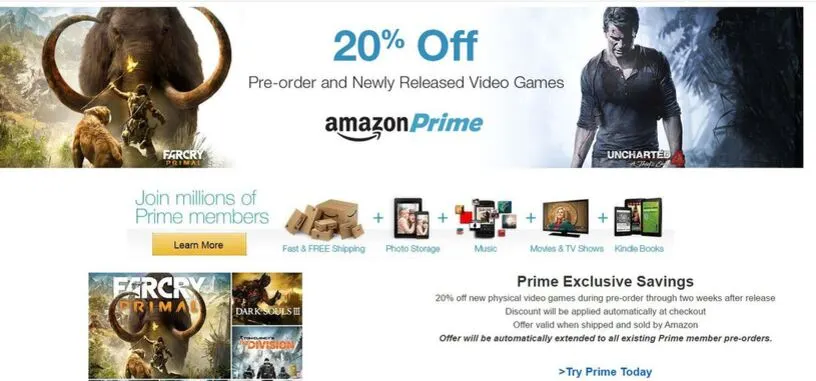 Amazon Prime ofrecerá descuentos en reservas y lanzamientos de videojuegos en EE. UU.