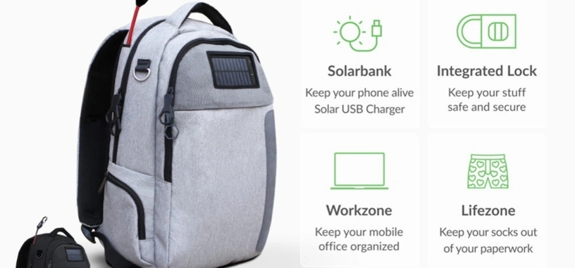 Esta mochila te permite recargar tu móvil usando energía solar