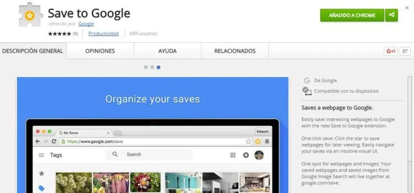 'Save to Google', la extensión que permite guardar páginas web para leerlas después