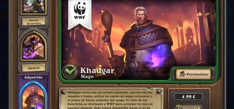 El archimago Khadgar llega a 'HearthStone', y Blizzard donará su precio a WWF