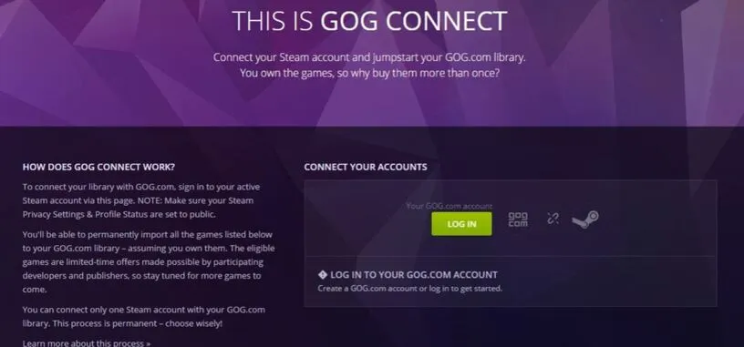 GOG Connect añade sin coste los juegos sin DRM de tu biblioteca de Steam a la de GOG