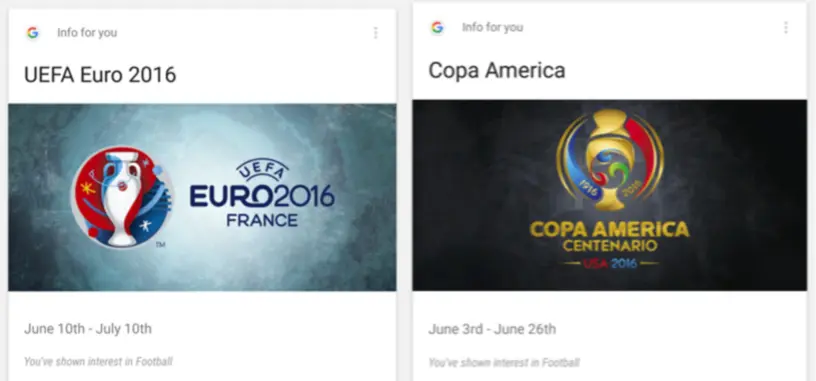 No te pierdas nada de la Eurocopa y la Copa América 2016 gracias a Google Now