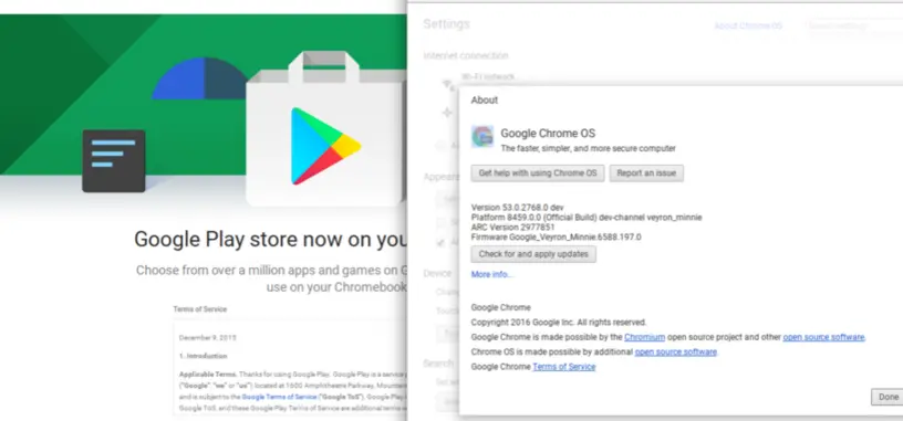 La tienda de aplicaciones Play Store llega a la versión alfa de Chrome OS 53