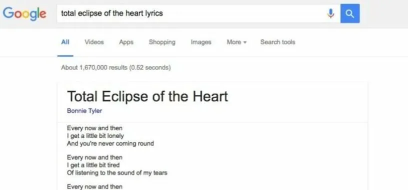 Google comenzará a mostrar las letras de las canciones en los resultados de búsqueda
