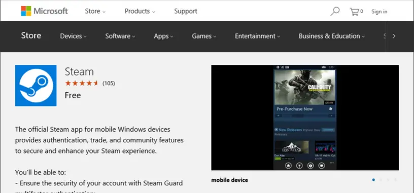 La aplicación de Steam llega por fin a Windows Phone