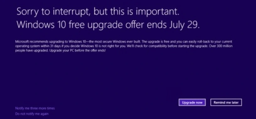 Esta es la última táctica de Microsoft para que te pases a Windows 10