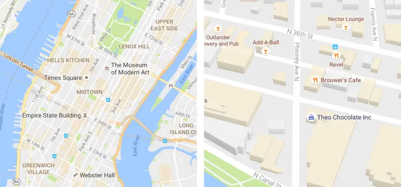Google actualiza Maps para mostrar y poder encontrar la zonas de interés más fácilmente