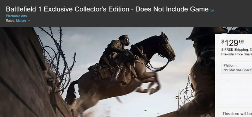 La edición coleccionista de 'Battlefield 1' viene con la advertencia de 'juego no incluido'