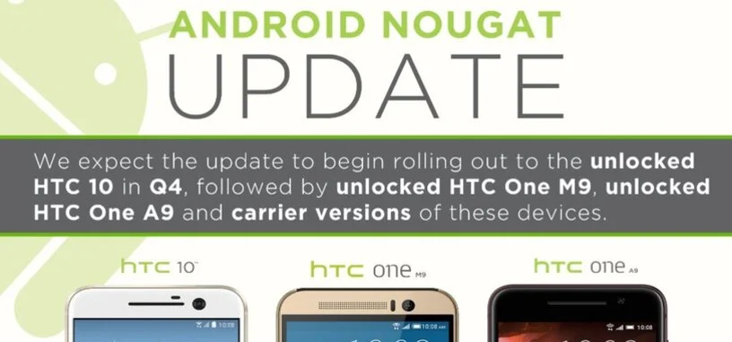 HTC concreta un poco más la fecha de llegada de Android 7.0 Nougat a sus teléfonos