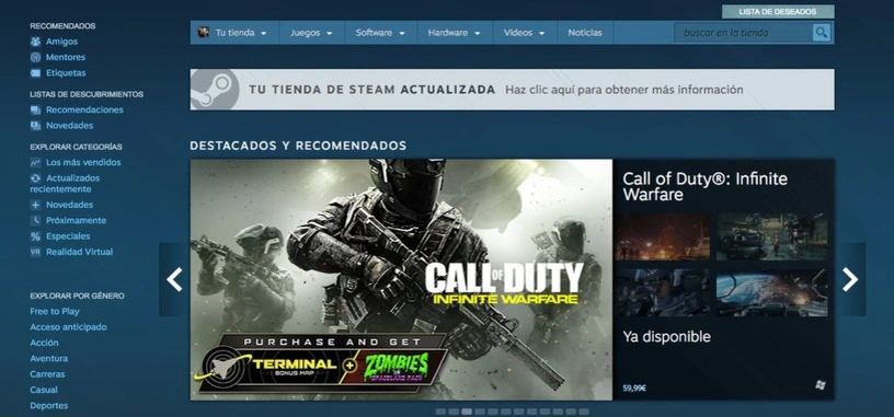 Valve rediseña la página de la tienda de Steam