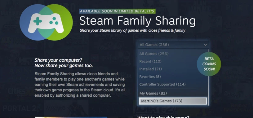 Steam permitirá compartir los juegos con tus familiares y amigos