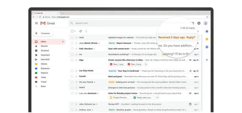 Google anuncia un rediseño de Gmail con nueva interfaz, mensajes pospuestos, respuesta rápida y más