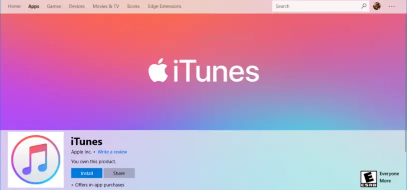 La aplicación de 'iTunes' llega a la Microsoft Store