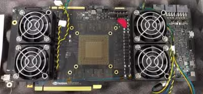 Esta imagen muestra una tarjeta de ingeniería de Nvidia con memoria GDDR6