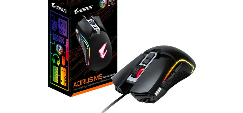 Gigabyte presenta el ratón Aorus M5, sensor de 16 000 PPP, RGB y cinco pesos adicionales