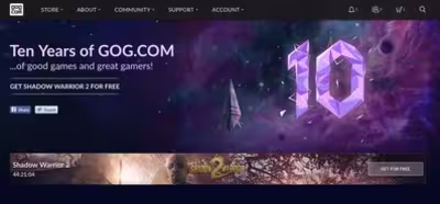 GOG celebra su 10.º aniversario con descuentos y 'Shadow Warrior 2' gratis