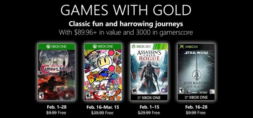 Microsoft confirma los juegos gratis para febrero de Xbox Live Gold
