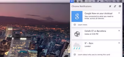 Las notificaciones de Google Now llegan al navegador Chrome en Windows y OS X