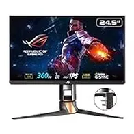 ASUS ROG PG259QNR - Monitor Gaming de 24.5'' FullHD (1920x1080, Fast IPS LED, 16:9, HDMI, Display Port, UBS 3.0 x2, 360 Hz, 1ms (GtG), NDIVIA G-Sync Compatible, HDR10), Negro