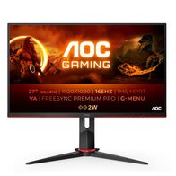 AOC Monitor Gaming 27G2SAE- 27'' Full HD, 165Hz, 4ms, VA, FreeSync Premium, FlickerFree, Low Blue Light (1920x1080, 350cd/m, HDMI 2x1.4, Displayport 1x1.2)