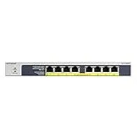 NETGEAR Switch Gigabit Ethernet PoE de 8 puertos GS108PP | consumo 123W, Montaje de sobremesa, pared o en bastidor, y protección limitada de por vida