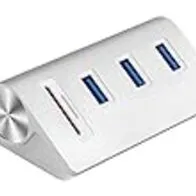 Anikks Concentrador de USB 3.0 Premium con 3 Puertos de Aluminio con Lector de Tarjetas 2-Slot para iMac, MacBook, MacBook Pro, MacBook Air, Mac Mini, PCs y Laptop