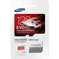 Samsung EVO Plus - Tarjeta de Memoria MicroSD de 128 GB con Adaptor SD (Velocidad hasta 80 MB, Class 10, Resistente al Agua) Negro, Rojo, Blanco (MB-MC128DAEU)