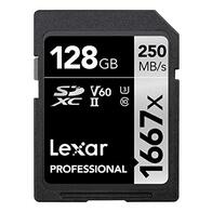 Lexar Professional 1667x Tarjeta SD 128GB, SDXC UHS-II Tarjeta de memoria, hasta 250 MB/s de Lectura, para fotógrafo profesional, camarógrafo, entusiasta (LSD128CB1667)