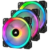 Corsair LL120 RGB, Ventilador de PC (120 mm, Doble Halo RGB LED PWM), 3 x 120 mm, Negro RGB
