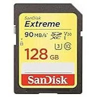 SanDisk Extreme SDXC - Tarjeta de memoria de 128 GB con hasta 90 MB/s, Clase 10 y U3 y V30 FFP, color negro