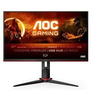 AOC Q27G2U/BK - Monitor de 27'' QHD, Resolución 2560 X 1440, 1 Ms, 144 Hz, VA, Freesync, Vesa, Hdmi, Displayport, USB