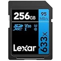 Lexar Profesional 633x Tarjeta SD 256GB, Tarjeta SDXC UHS-I, Hasta 95 MB/s de Lectura, para DSLR de gama media, Videocámara HD, Cámara 3D (LSD256CBEU633)
