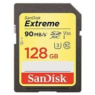 SanDisk Extreme SDXC - Tarjeta de memoria de 128 GB con hasta 90 MB/s, Clase 10 y U3 y V30 FFP, color negro