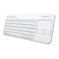 Logitech K400 Teclado Táctil Inalámbrico Plus para TV con un Control Multimedia y Panel Táctil, Teclado HTPC para TV conectada a PC, Windows, Android, Chrome OS, Portátil, QWERTY Español - Blanco